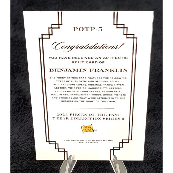 Authentic Handwriting Relic of Benjamin Franklin Inventor and Founding Father - Picture 4 of 4